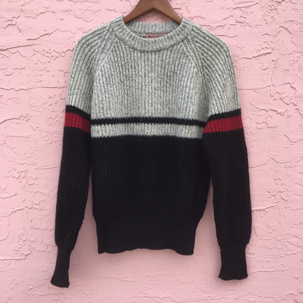 Henry Grethel Striped Wool Blend Crewneck Sweater